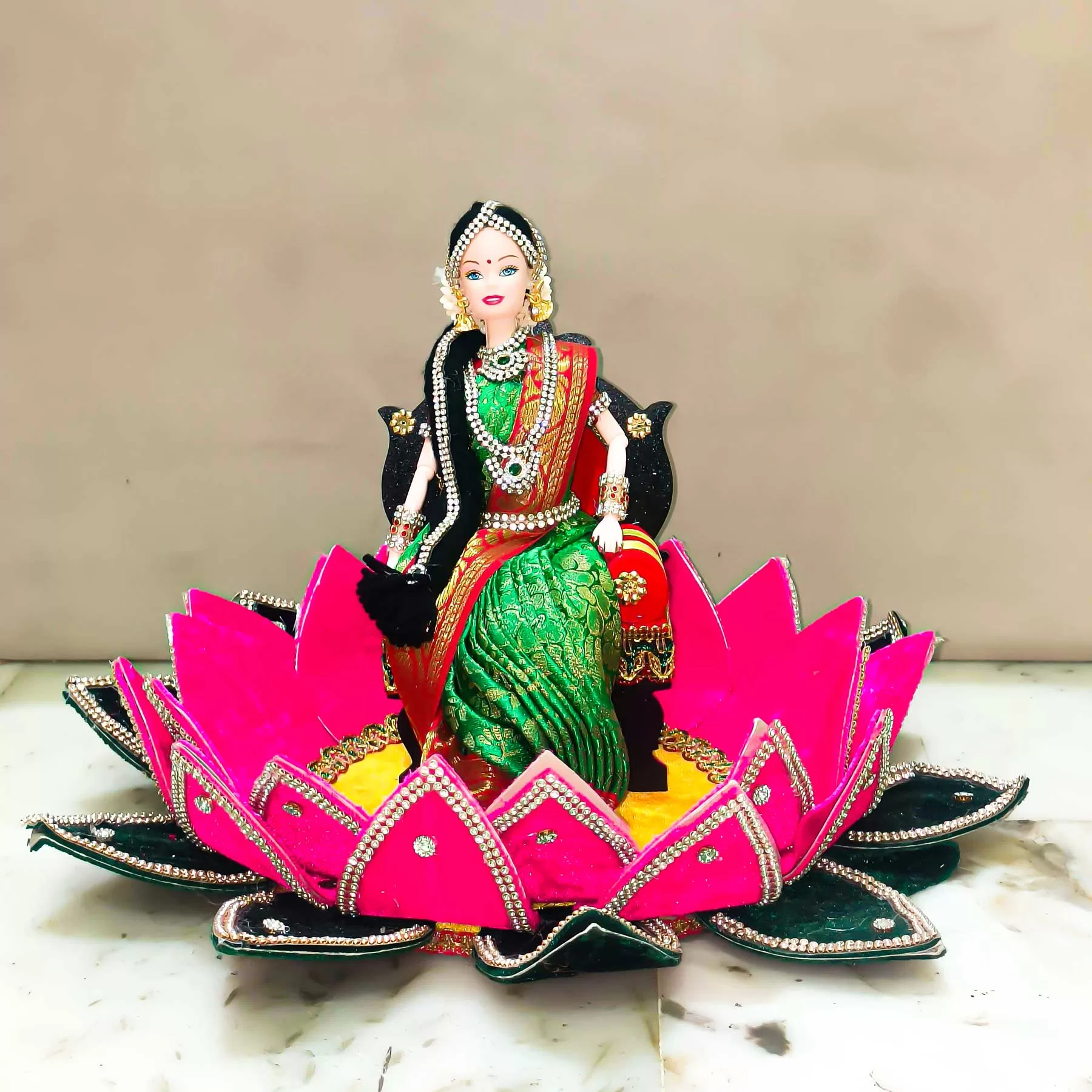 Beautiful Manjal neer function Doll in Lotus - Puberty Function Seer varisai plate decoration